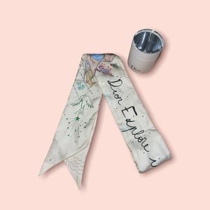 Dior Off White Explore In The World Twilly Scarf/Wrap